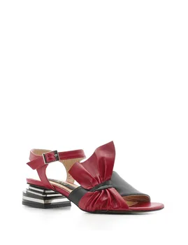 

ILVi-Genuine Leather Handmade Nora Women's Sandal Red-Black Leather Women Shoes 2020