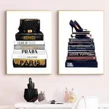 Модные книги плакаты и принты сумка на высоком каблуке Изобразительное искусство холст живопись Vogue картины для гостиной домашний декор