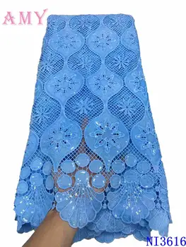 

Latest Swiss Voile Lace 2020 African Lace Fabric Blue Nigerian Lace Fabrics for Wedding Tissu African AMYNI3616