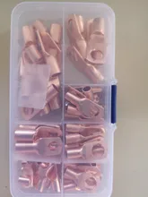 Juego de terminales de cobre de cable, conjunto surtido de anillos conectores soldados de auto para cableado desnudo rizado de batería para coche, 60/240/260 uds,