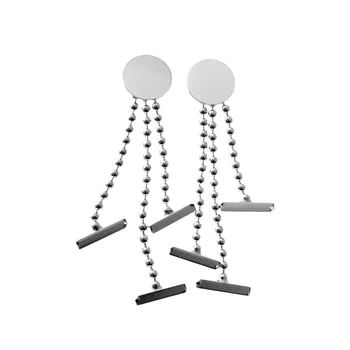 

Sterling silver earrings 925m long 40mm. Chain detachable center smooth disc close pressure