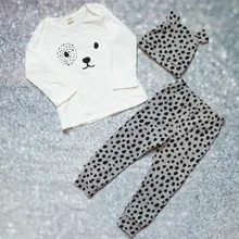 Conjunto de ropa para niñas pequeñas, Tops de manga larga con letras para recién nacidos, pantalones informales con estampado, diadema, trajes para niños pequeños