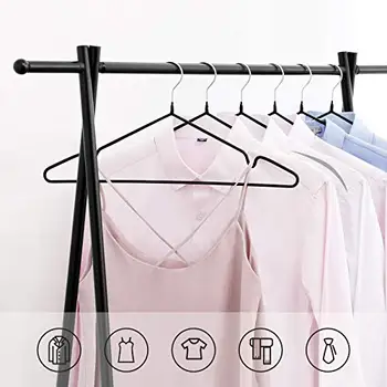 

20 Pack metal wire hangers for clothes space saving, 42,5 cm black CRI33B-20