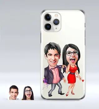 

Personalized Valentine Caricature of iPhone 11 Pro Slim Transparent Silicone Phone Kapağı-4