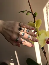 Docona-Conjunto de Anillos para nudillos geométricos Vintage para mujer, diamantes de imitación, conjunto de Anillos Midi, joyería para fiesta, accesorios