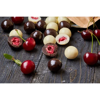 Cherry in milk dark and white chocolate raw organic natural without milk sugar lactose 500 gr.