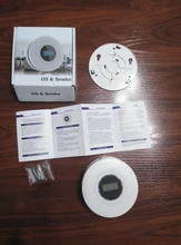 ANPWOO 2 en 1 pantalla LCD de monóxido de carbono y de humo Detector de Combo de la batería operado de alarma de CO con LED luz intermitente de sonido de advertencia