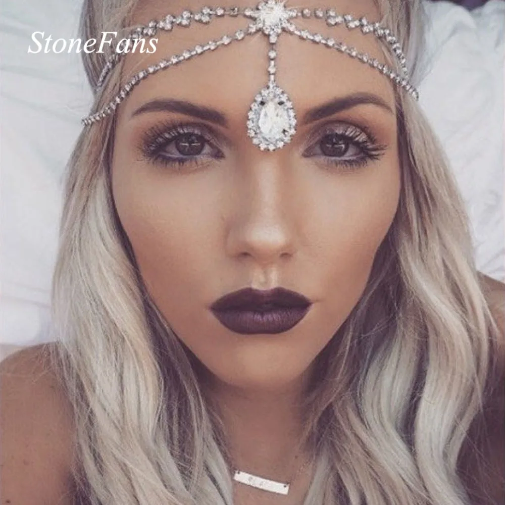 Повязка на голову Stonefans с индийскими кристаллами Ювелирная Тира для женщин