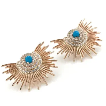 

Special New Design Turquoise Stone Sun Silver Earrings