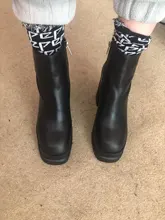 Zapatos de punta redonda con cremallera para mujer, tacones de plataforma de Botines de Cuero de tacón super alta gruesa, moda europea y americana