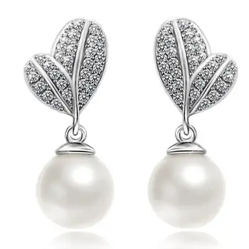 

Earrings Sunduk from silver "leaves with pearls"