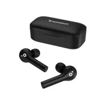 

Headphones sunstech wavepods touch black - bt 5.0 tws-ipx5-battery earphone 60mah-case 650mah charge