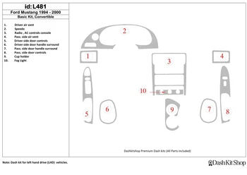 

Interior trim for Ford Mustang 1994-2000. Set L481.