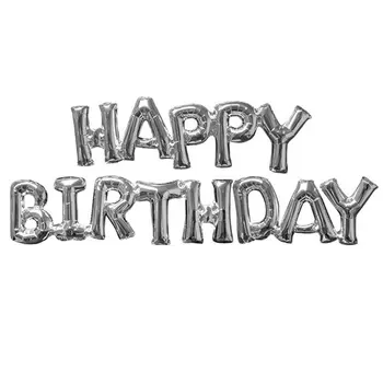 

Happy Birthday Printed Foil Balloon Silver Set