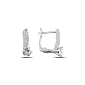 

Silver 925 Sterling 5mm Zircon Cubic Zirconia J Earrings