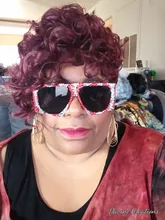 Peluca rizada corta Afro americana para mujeres negras, con flequillo pelo sintético resistente al calor, Cosplay, uso diario, Dream Ice