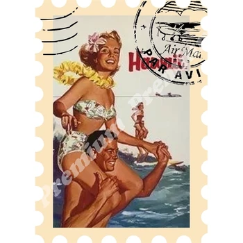 

Hawaii souvenir magnet vintage tourist poster