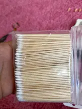 300 Uds mango corto de madera pequeño señaló cabezal con punta hisopo de algodón cejas tatuaje belleza maquillaje Color de uñas de costura dedicado sucio recoger