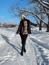 Plaid Shirt Tops Long-Sleeve Office Women Coat Loose Ladies Karsany And