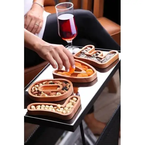 Fa Szerelmi Süti Tálalás Tányér Szerelmes Dió Szerviz Fa Adag Tányér Snack Tányér Fa Reggeli (Woodmutfak) - Image 4