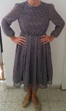 Women Summer Spring-Dress Vestidos A-Line Long-Sleeve Dot Print Midi Chiffon S.FLAVOR