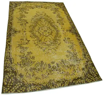 

110x187 Cm Yellow Handmade Overdyed Rug-4x6 Ft
