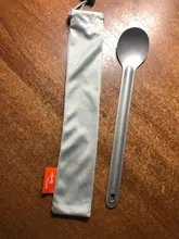 TiTo-cuchara de titanio con mango largo, vajilla portátil para acampar, cubiertos, práctico tenedor ambiental de titanio Spork
