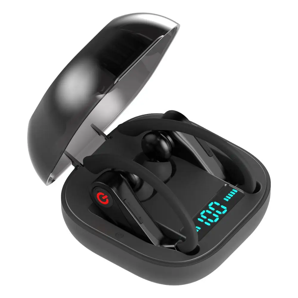 Черные PowerHBQ pro Q62 беспроводные наушники Bluetooth 5,0 стерео спортивные гарнитуры водонепроницаемые ушные крючки Heatsets с двойным микрофоном