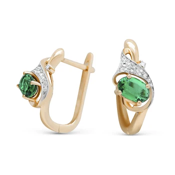 

Gold earrings with изумрудами Diamond VALTERA Sterling 585