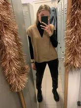 FSDA-suéter tejido tipo Chaleco con escote en V para mujer, Jersey informal de color caqui sin mangas, Jersey gris para otoño e invierno, 2020