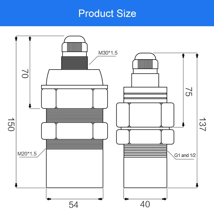 IP68 IP65 4-20 ma RS485 Distance 10 Meter Water Fuel Oil Tank Liquid Depth Ultra
