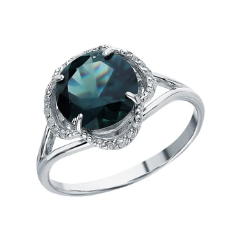

Silver ring with tourmaline imitation sunlight sample 925