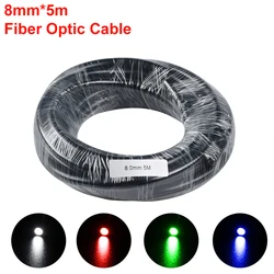 Cable de fibra óptica de plástico brillante para iluminación decorativa, cable de fibra óptica de 5M de diámetro interior de 8mm, cubierta negra, PMMA