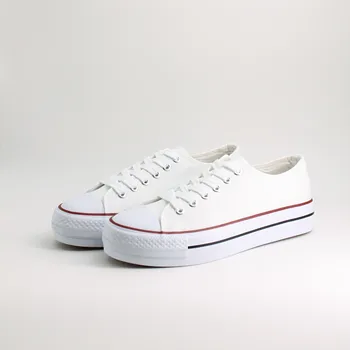 

MUJER - LONA - ZAPATILLAS DOBLE SUELA PLATAFORMA BLANCA con cordones