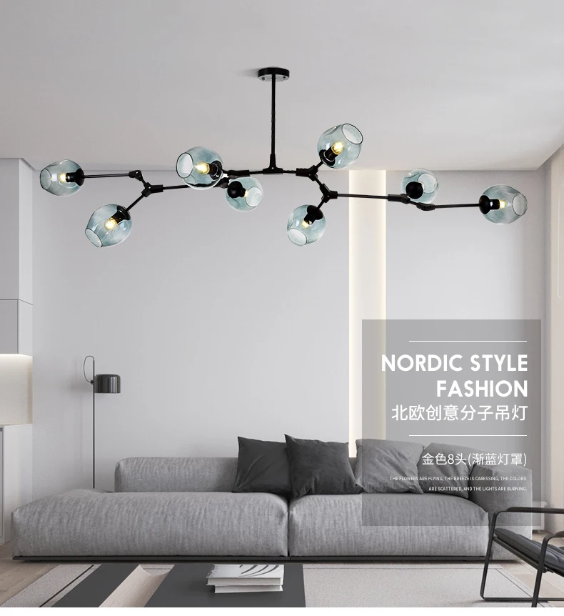 bedroom chandelier Nordic ceiling chandelier For Living Room Hall Bedroom Home Interior Lighting Gold Glass Bulb Hanging Lamp Modern Black Led E27 globe chandelier