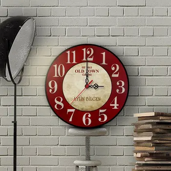 

Personalized Old Town Design Vintage Wooden Wall Clock (30 cm.)-6