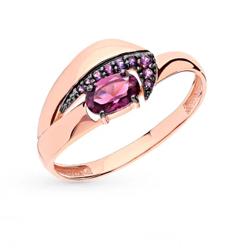 

Gold ring with cubic zirconia and sieve sunlight sample 585