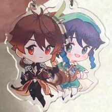 Genshin-Llavero de 11 estilos, Base de acrílico, regalo para seguidores, Genshin Impact Zhongli Diluc Venti Paimon