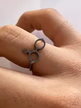 Anillo de gafas clásicas de la muerte para hombre y mujer, anillos abiertos negros con cicatrices de rayo para parejas, joyería para dedo