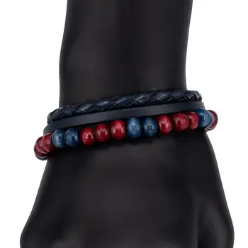 

Leather bracelet (genuine leather, magnetic lock, blue) 55437