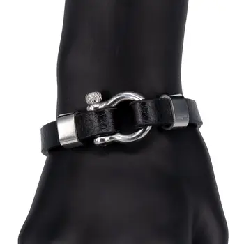 

Leather bracelet otokodesign 53182 (black, screw lock, genuine leather)