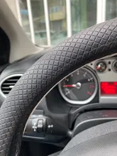 Cubiertas de volante de coche, accesorio Universal de cuero PU, antideslizante, para las cuatro estaciones, 37-38cm