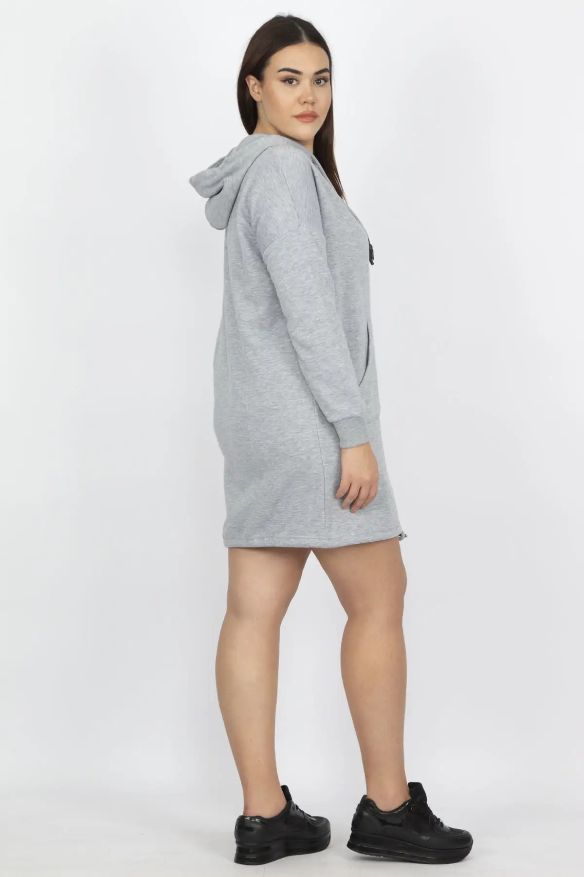 Sans Textile женский серый свитер с капюшоном и карманом 65N14004