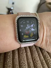 Funda de diamante + Protector de pantalla de vidrio templado para Apple Watch, cubierta de parachoques para iWatch SE Series 6 5 4 3, 38mm, 42mm, 40mm, 44mm