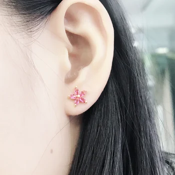 

E151Cholcus 925 Sterling Silver Jewellry 5 Petal flowers Stud Earrings For Women JEWELRY Girls Earring Aesthetic Free Shipping