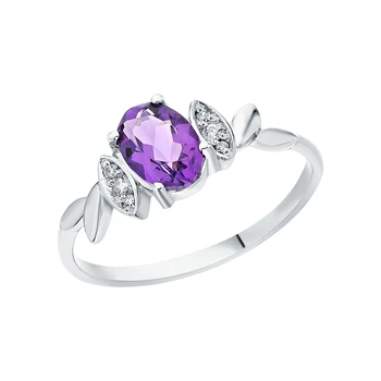 

Silver ring with amethyst and cubic zirconia sunlight sample 925