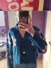 Neploe-Suéter de cuello de pico suelto para mujeres, jersey estilo Preppy de punto con flores, cárdigans, elegante, grueso, con impreso, corto, abrigo informal, 46565