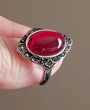 HuiSept Vintage joyas de plata 925 anillos abiertos con Forma ovalada Esmeralda anillo de piedras preciosas para mujer Regalos de fiesta de boda venta al por mayor