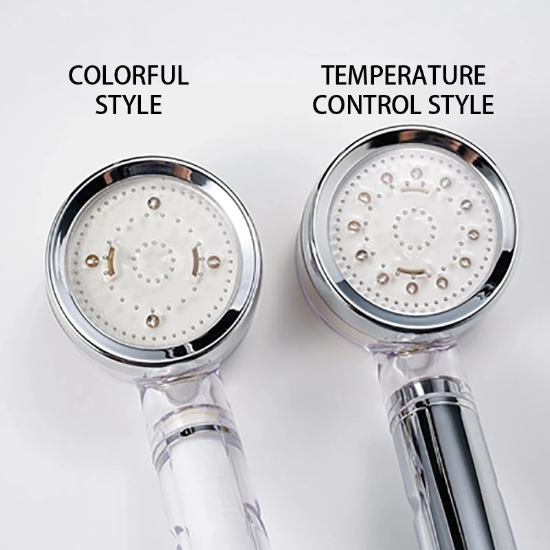 Shower Head Shower Nozzle Led Shower Head Turbocharger Color Changing Temperature Sensor Bathroom High Pressure Water Saving
