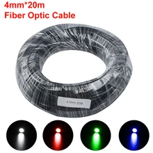Câble de fibre optique en plastique pour éclairage décoratif, 20M, diamètre intérieur 4mm, gaine noire PMMA lueur d'extrémité
